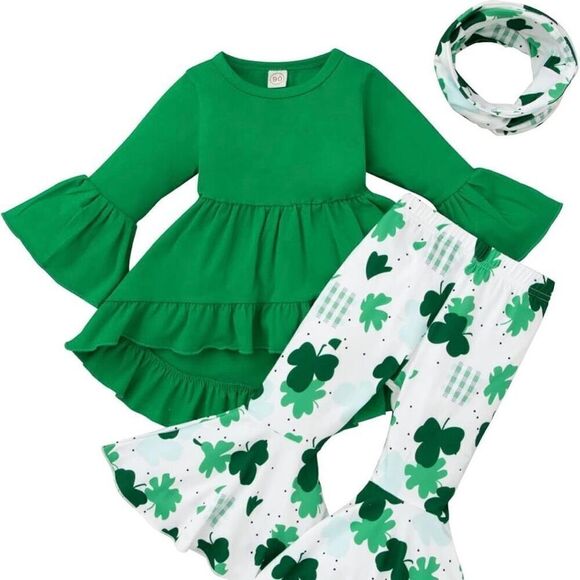 Toddler Girls St Patrick’s Day 3 Piece Casual Set New - Picture 2 of 9